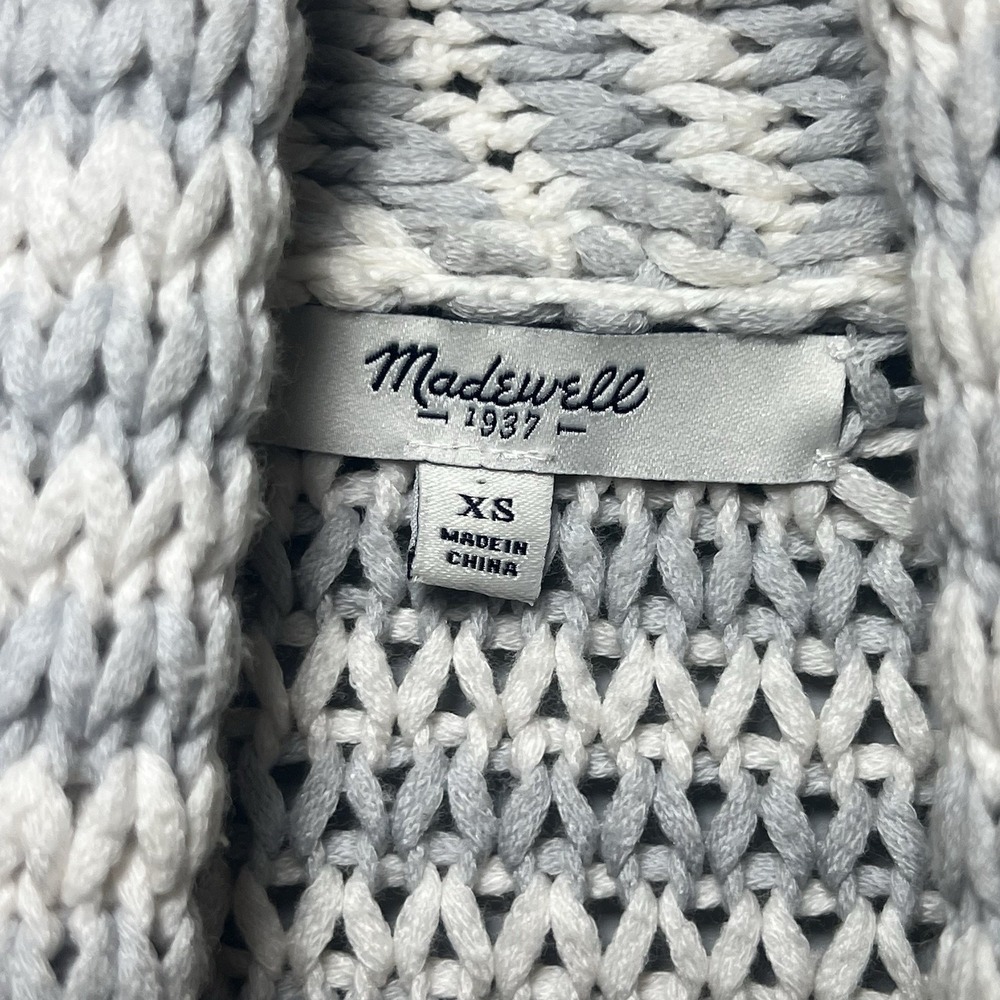 Madewell Curl Up Woven Oversized‎ Cardigan Blue & White - Women's Size XS - Picture 4 of 7